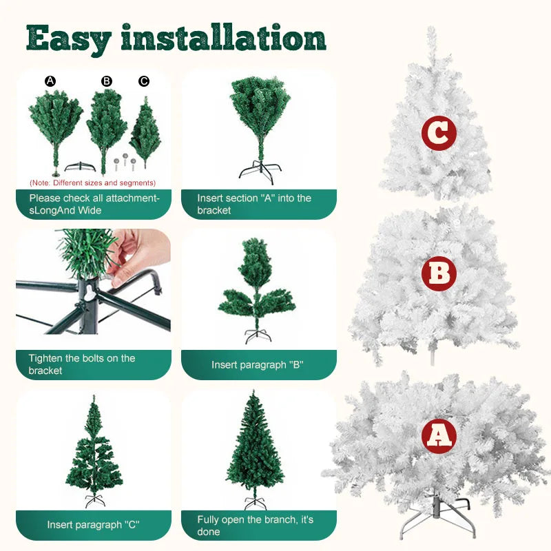 7 and 8 Foot Artificial Christmas Tree with Snow Flocked  Branch Tips