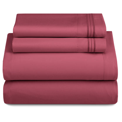 Lux Décor 4-Piece Solid Sheet Set – Brushed Microfiber