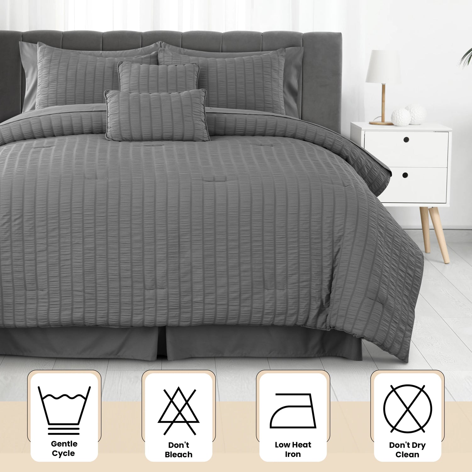 Lux Décor 10-Piece Seersucker Bed-In-A-Bag Comforter Set