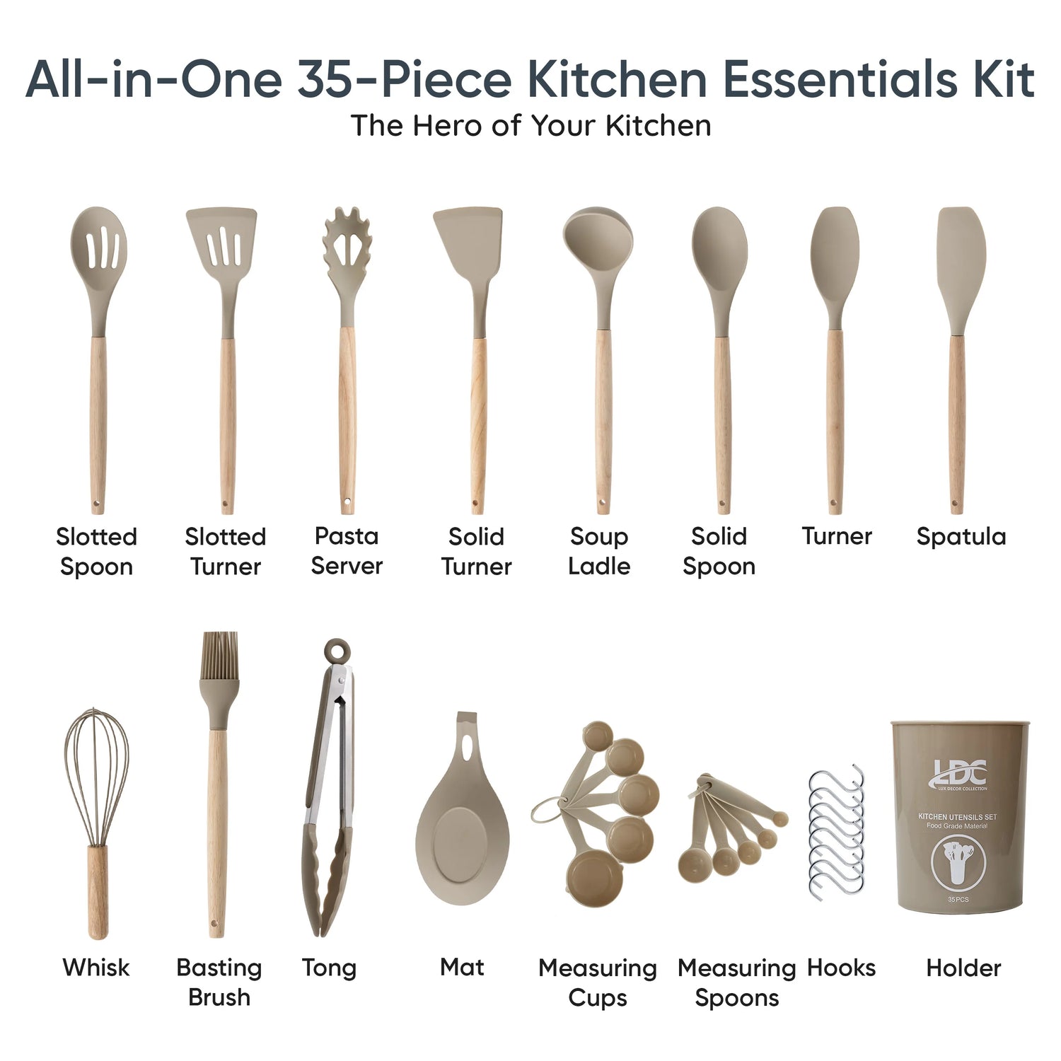 Lux Decor 35-Piece Silicone Cooking Utensils