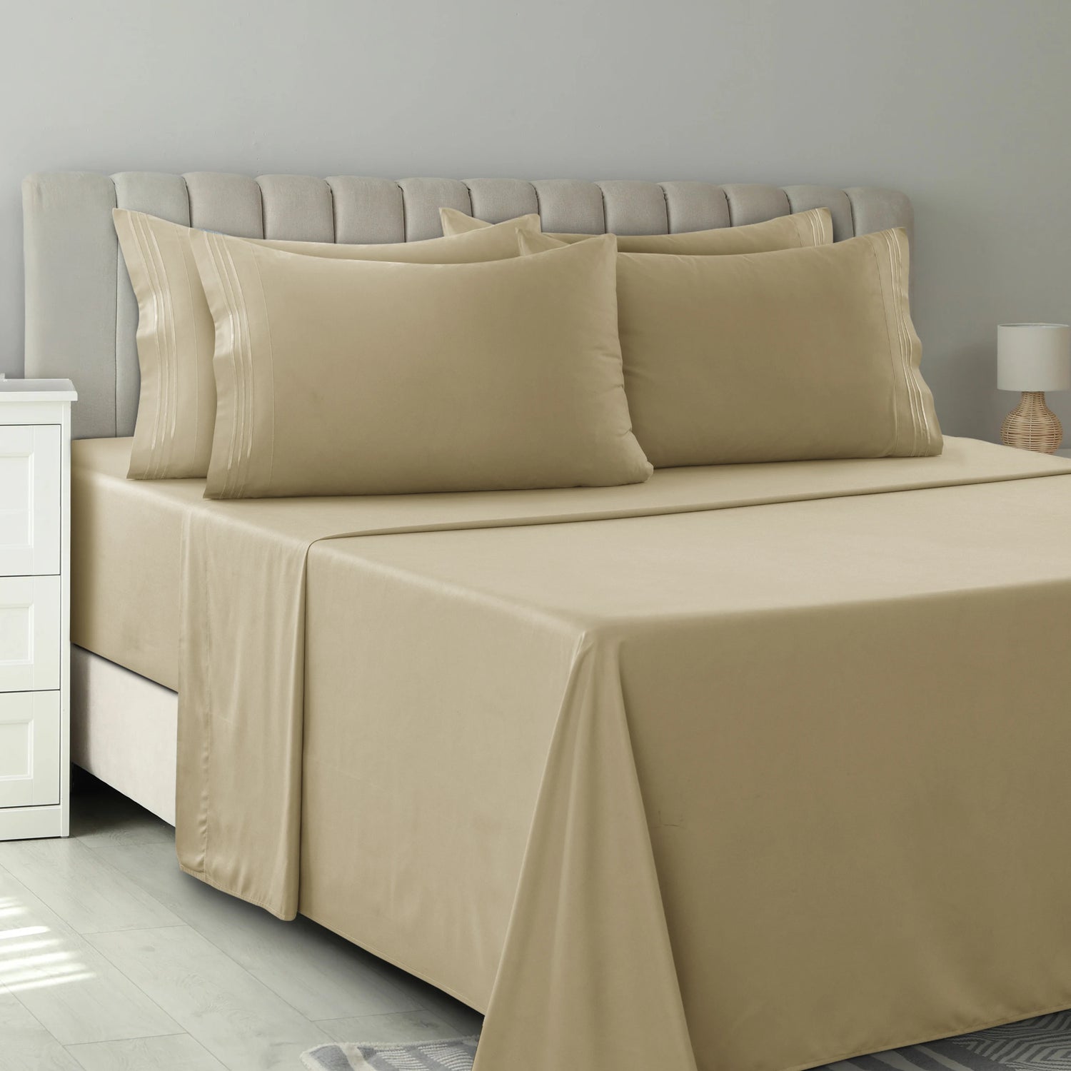 Lux Décor 6-Piece Solid Brushed Microfiber Sheet Set