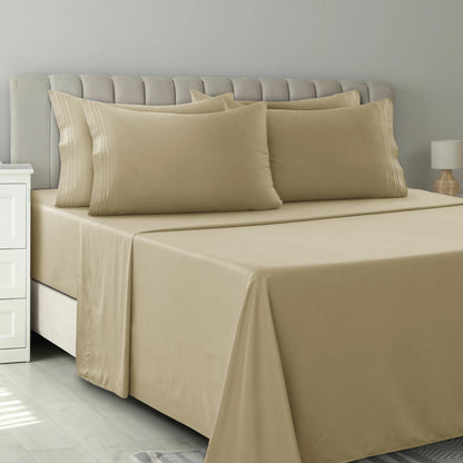 Lux Décor 6-Piece Solid Brushed Microfiber Sheet Set