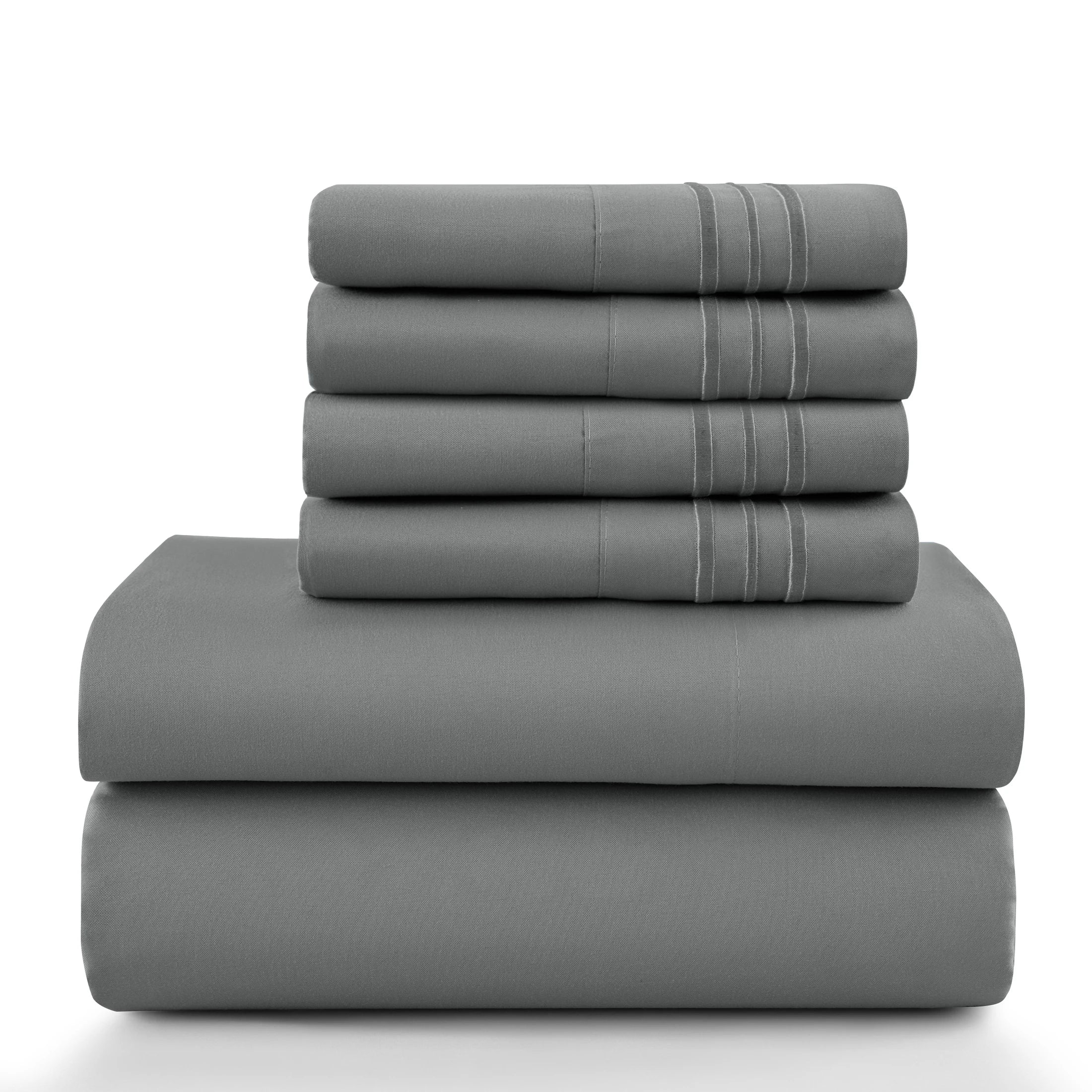 Lux Décor 6-Piece Solid Brushed Microfiber Sheet Set
