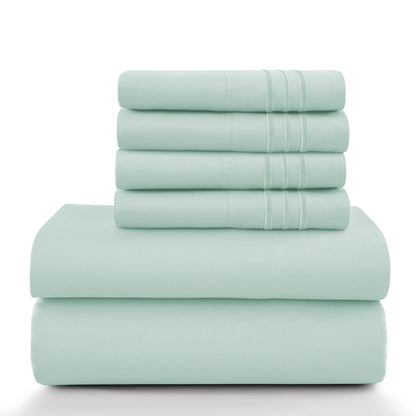 Lux Décor 6-Piece Solid Brushed Microfiber Sheet Set