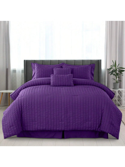 Lux Décor 10-Piece Seersucker Bed-In-A-Bag Comforter Set