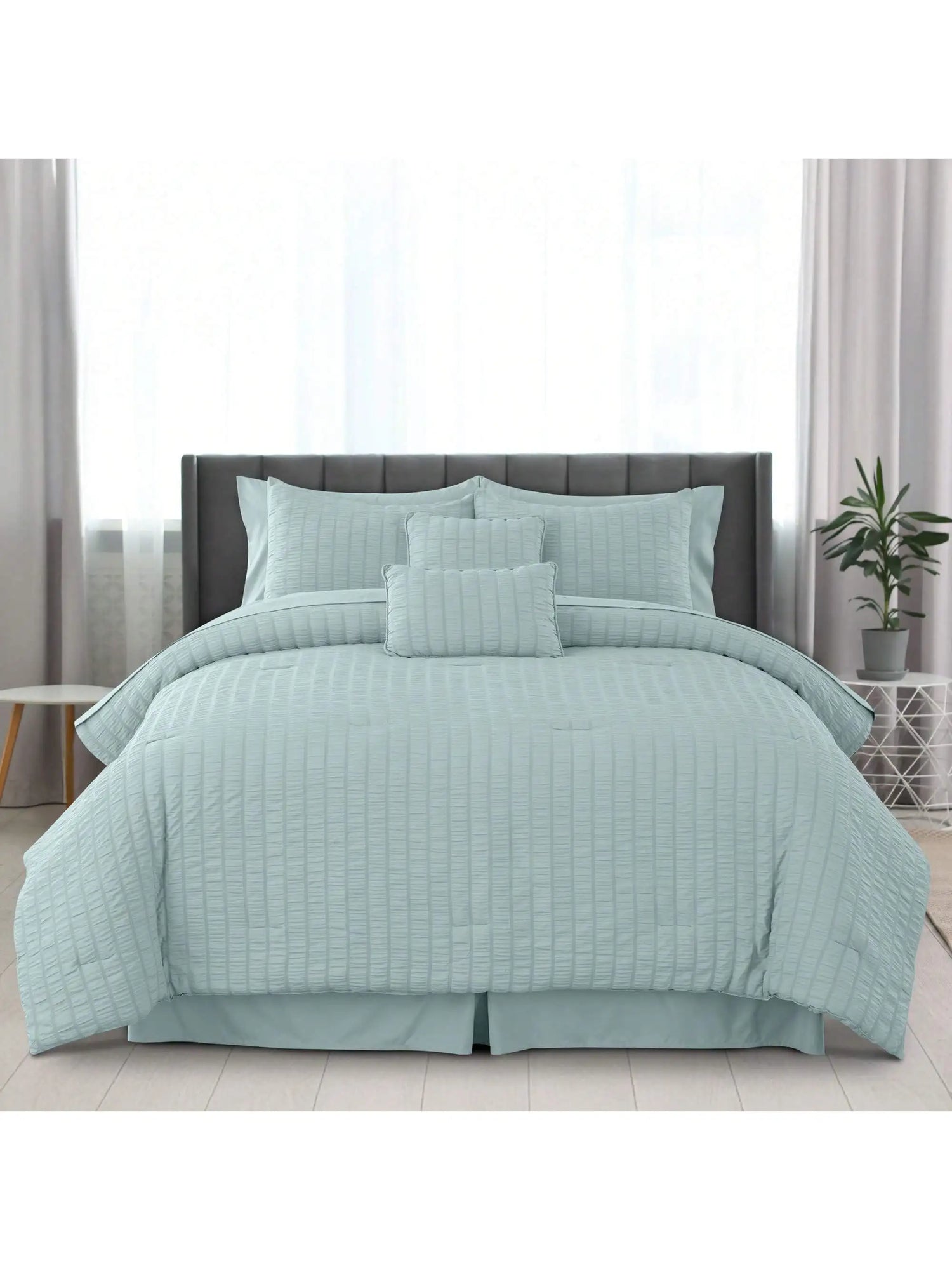 Lux Décor 10-Piece Seersucker Bed-In-A-Bag Comforter Set