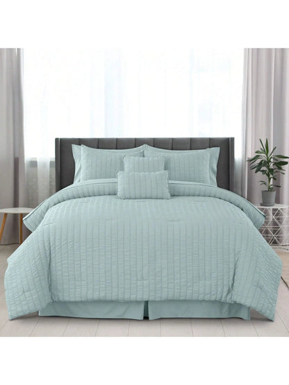 Lux Décor 10-Piece Seersucker Bed-In-A-Bag Comforter Set