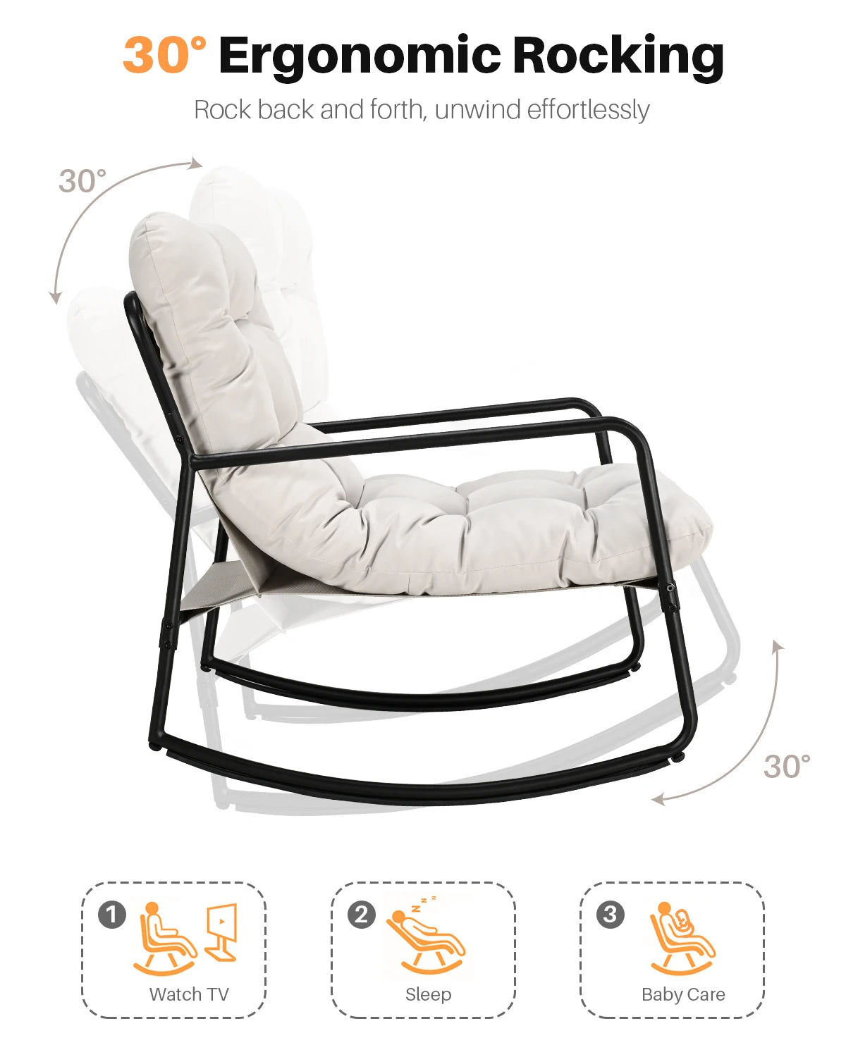 SEEHILL Outdoor Metal Rocking Chair