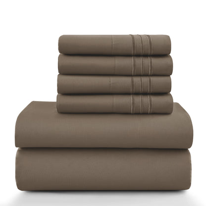 Lux Décor 6-Piece Solid Brushed Microfiber Sheet Set