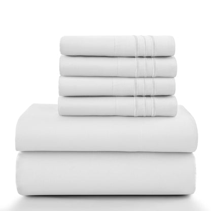 Lux Décor 6-Piece Solid Brushed Microfiber Sheet Set