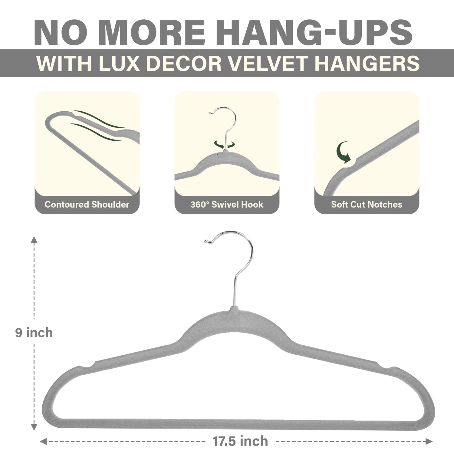 Lux Decor Premium Velvet Hangers 30 or 50 Pack