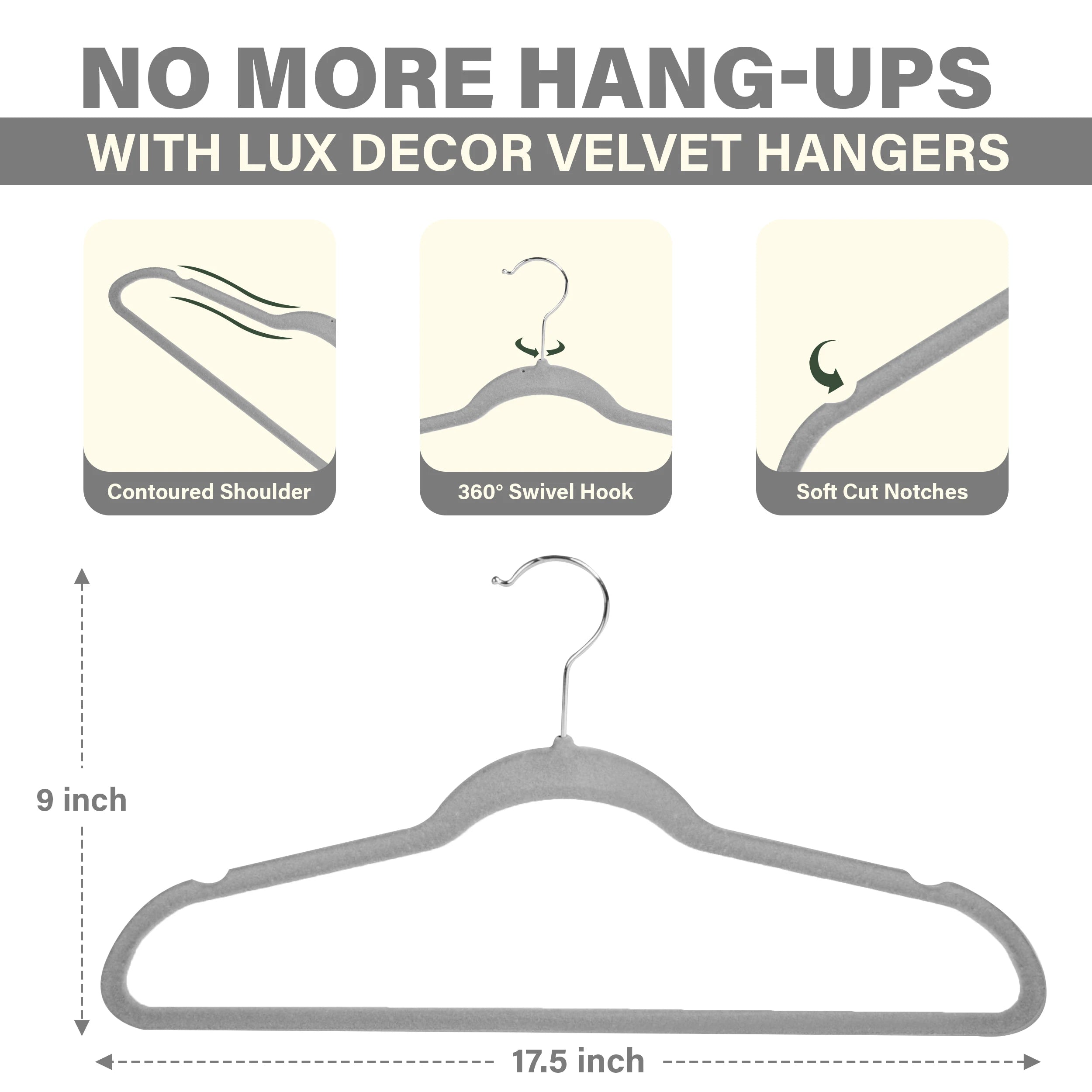 Lux Decor Premium Velvet Hangers 30 or 50 Pack