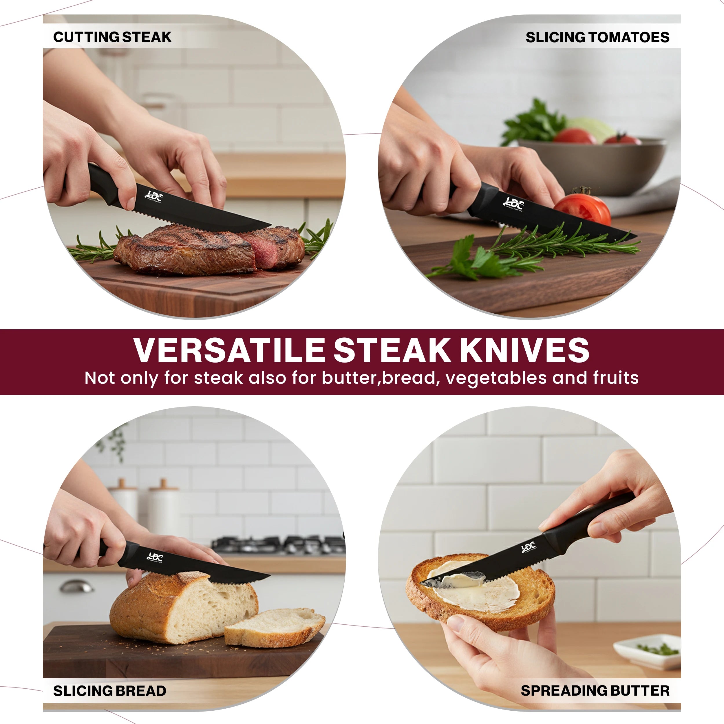 Lux Decor Collection Serrated Steak Knives Set of 8