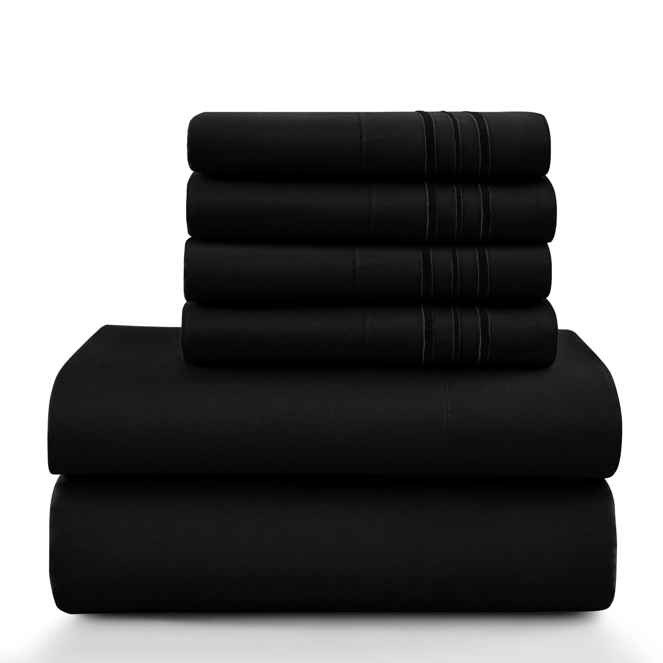 Lux Décor 6-Piece Solid Brushed Microfiber Sheet Set