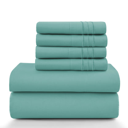 Lux Décor 6-Piece Solid Brushed Microfiber Sheet Set