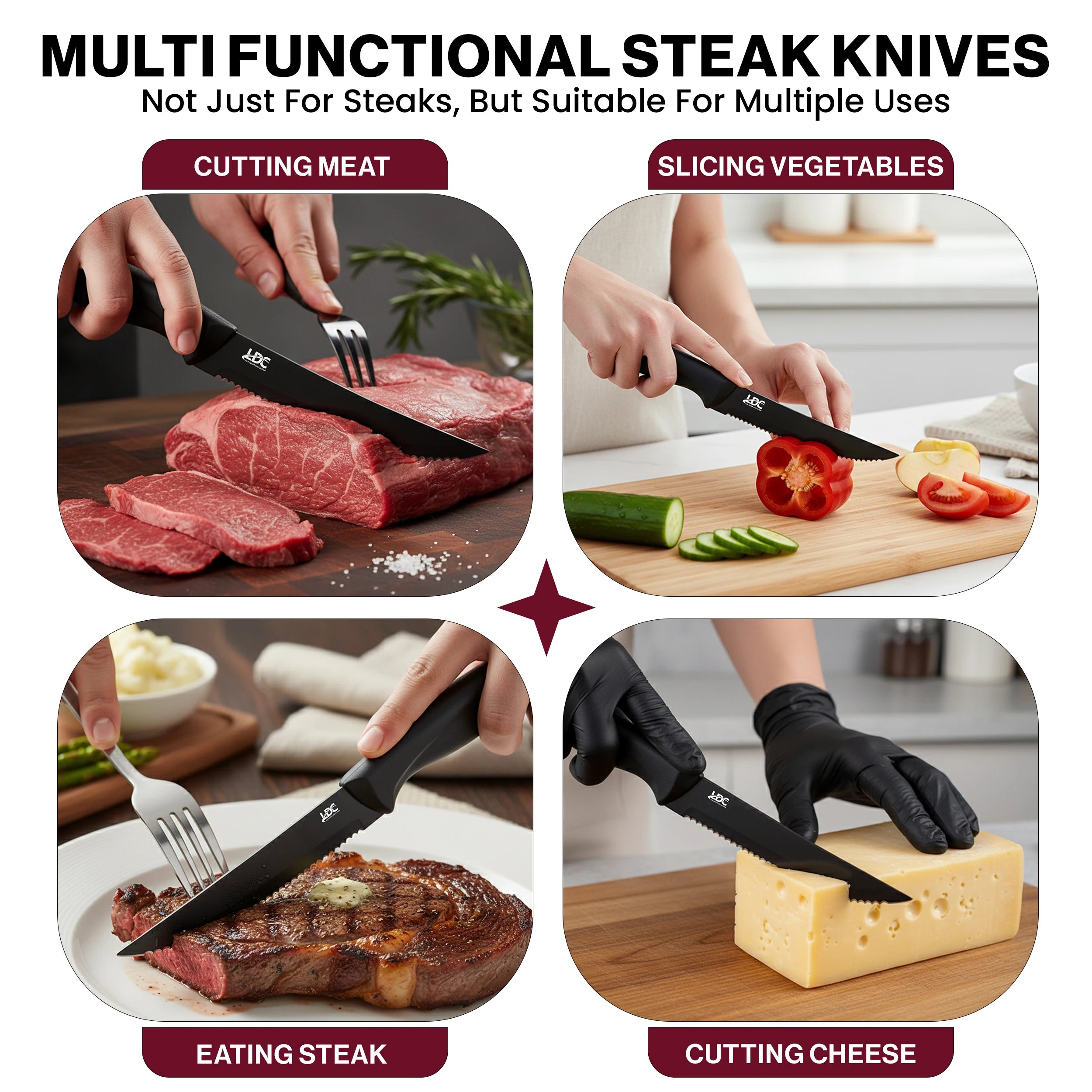 Lux Decor Collection Serrated Steak Knives Set of 8