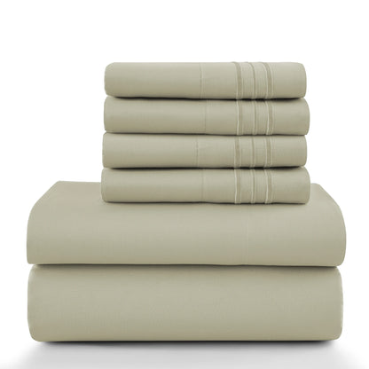Lux Décor 6-Piece Solid Brushed Microfiber Sheet Set