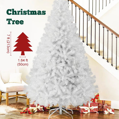 7 and 8 Foot Artificial Christmas Tree with Snow Flocked  Branch Tips