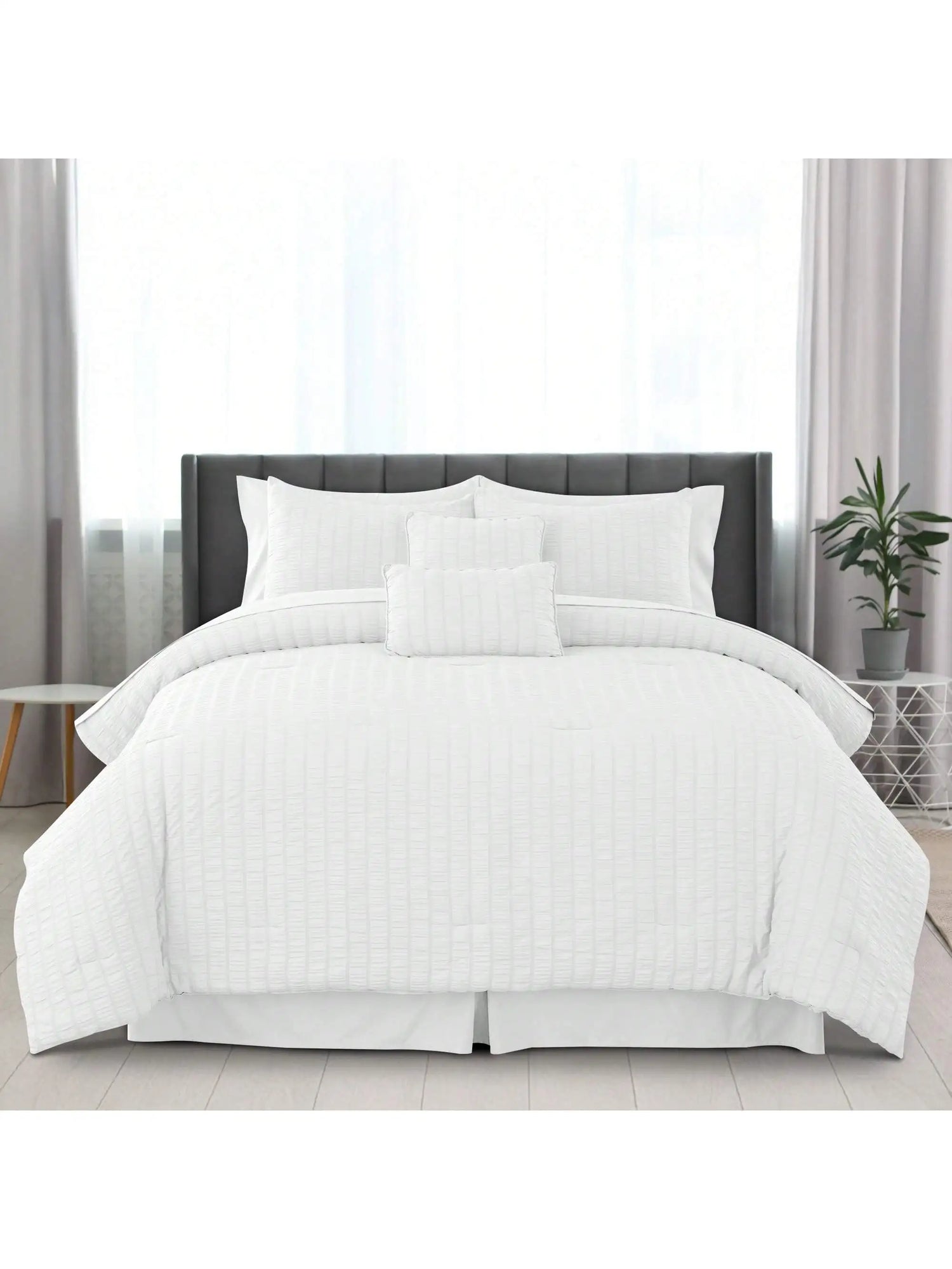 Lux Décor 10-Piece Seersucker Bed-In-A-Bag Comforter Set