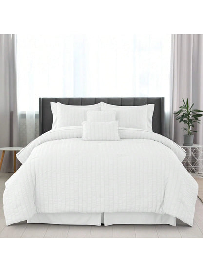 Lux Décor 10-Piece Seersucker Bed-In-A-Bag Comforter Set