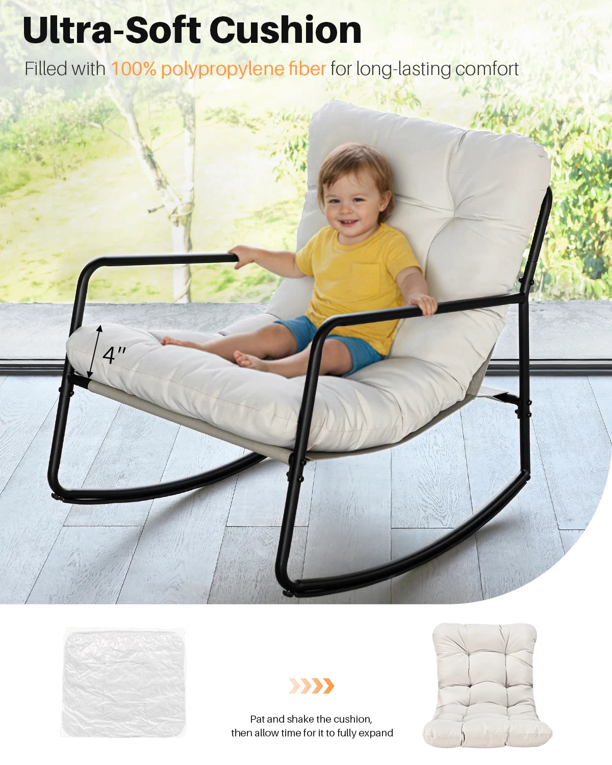 SEEHILL Outdoor Metal Rocking Chair