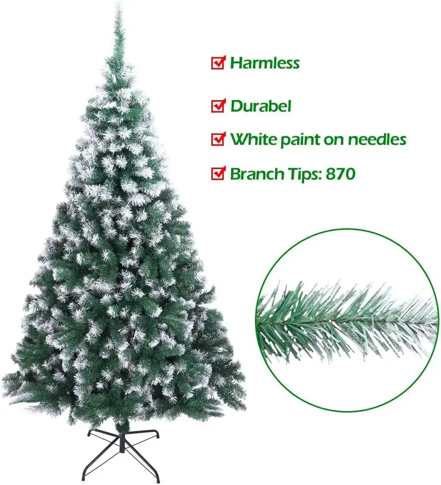 7 and 8 Foot Artificial Christmas Tree with Snow Flocked Branch Tips