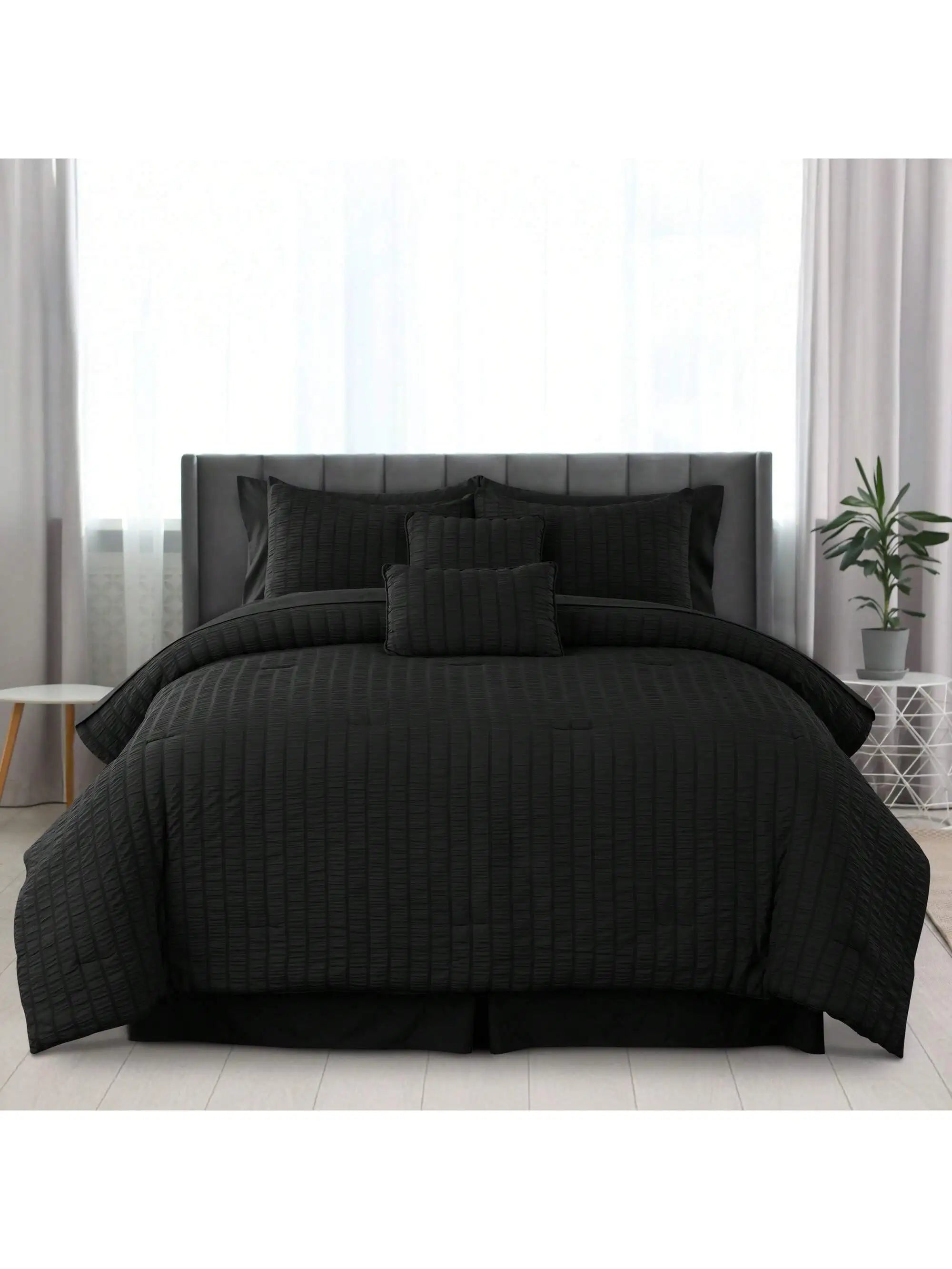 Lux Décor 10-Piece Seersucker Bed-In-A-Bag Comforter Set