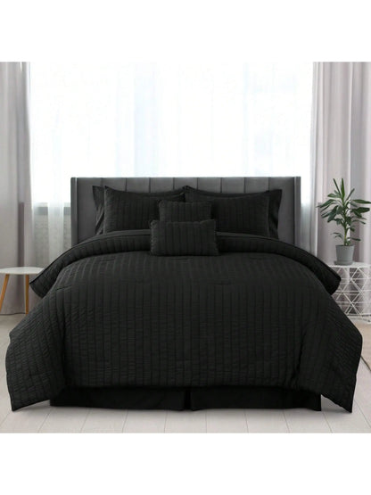 Lux Décor 10-Piece Seersucker Bed-In-A-Bag Comforter Set