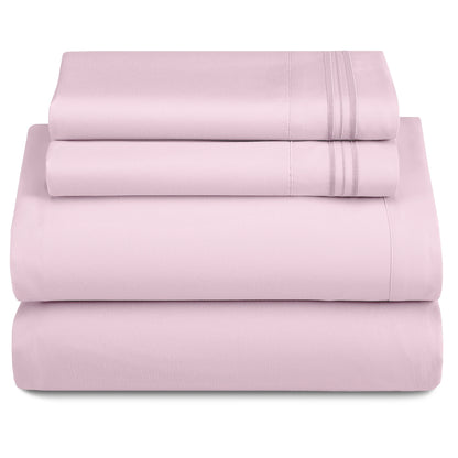 Lux Décor 4-Piece Solid Sheet Set – Brushed Microfiber