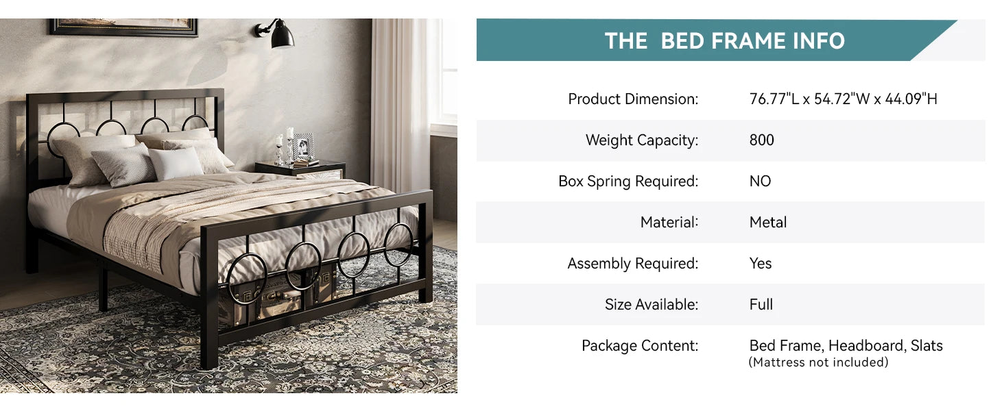 Metal Vintage Circular Design Headboard and Footboard