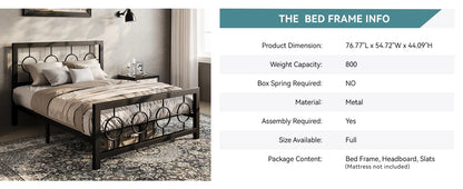 Metal Vintage Circular Design Headboard and Footboard