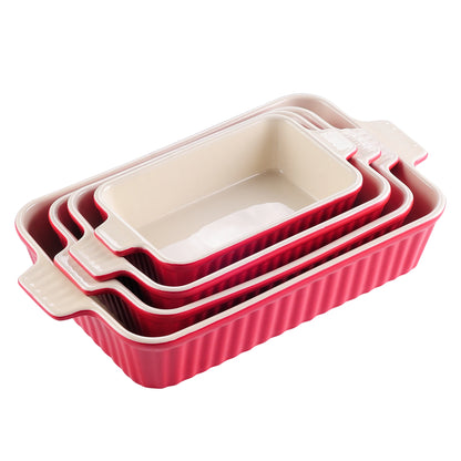 MALACASA 4-Piece Baking Dish Set with Ceramic Handles