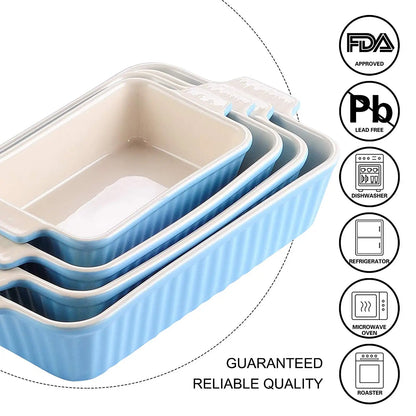 MALACASA 4-Piece Baking Dish Set with Ceramic Handles