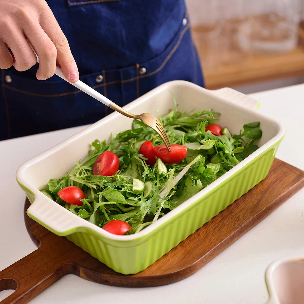 MALACASA 4-Piece Baking Dish Set with Ceramic Handles