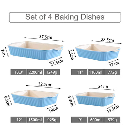 MALACASA 4-Piece Baking Dish Set with Ceramic Handles