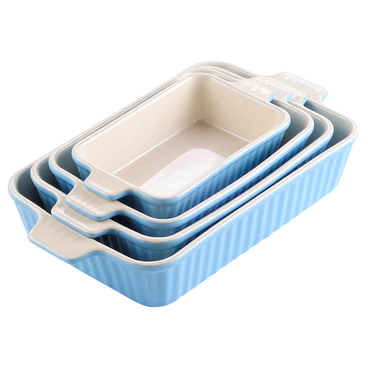MALACASA 4-Piece Baking Dish Set with Ceramic Handles