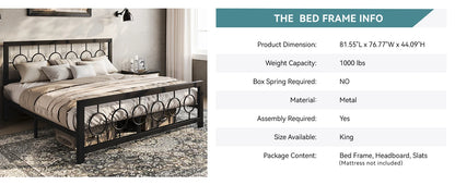 Metal Vintage Circular Design Headboard and Footboard