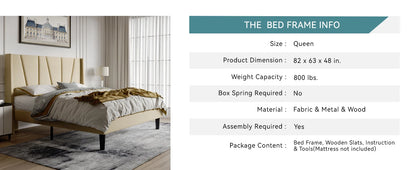 Platform Bed Frame with Geometric Wingback Headboard