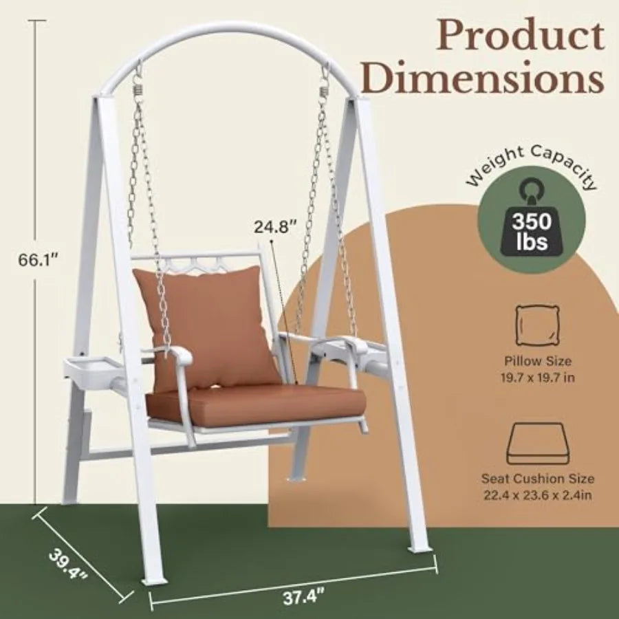 Outdoor Porch Swing with Heavy Duty Metal Frame