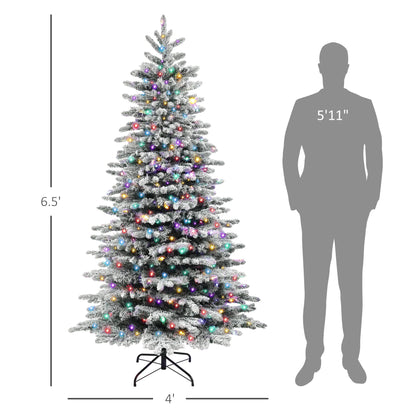 6.5-Foot Pre-Lit Artificial Christmas Tree with Snow Flocked Branches