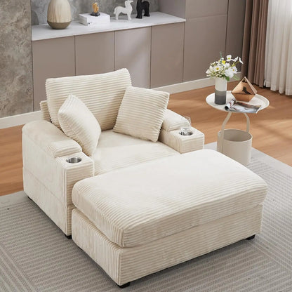42.12" Oversized Indoor Chaise Lounge Chair with Ottoman