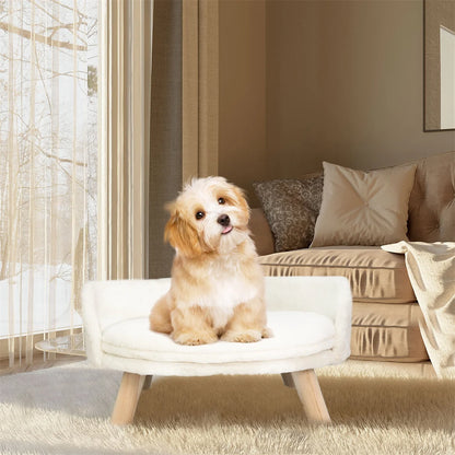 Luxury Washable Plush Pet Nesting Chair with Wood Legs