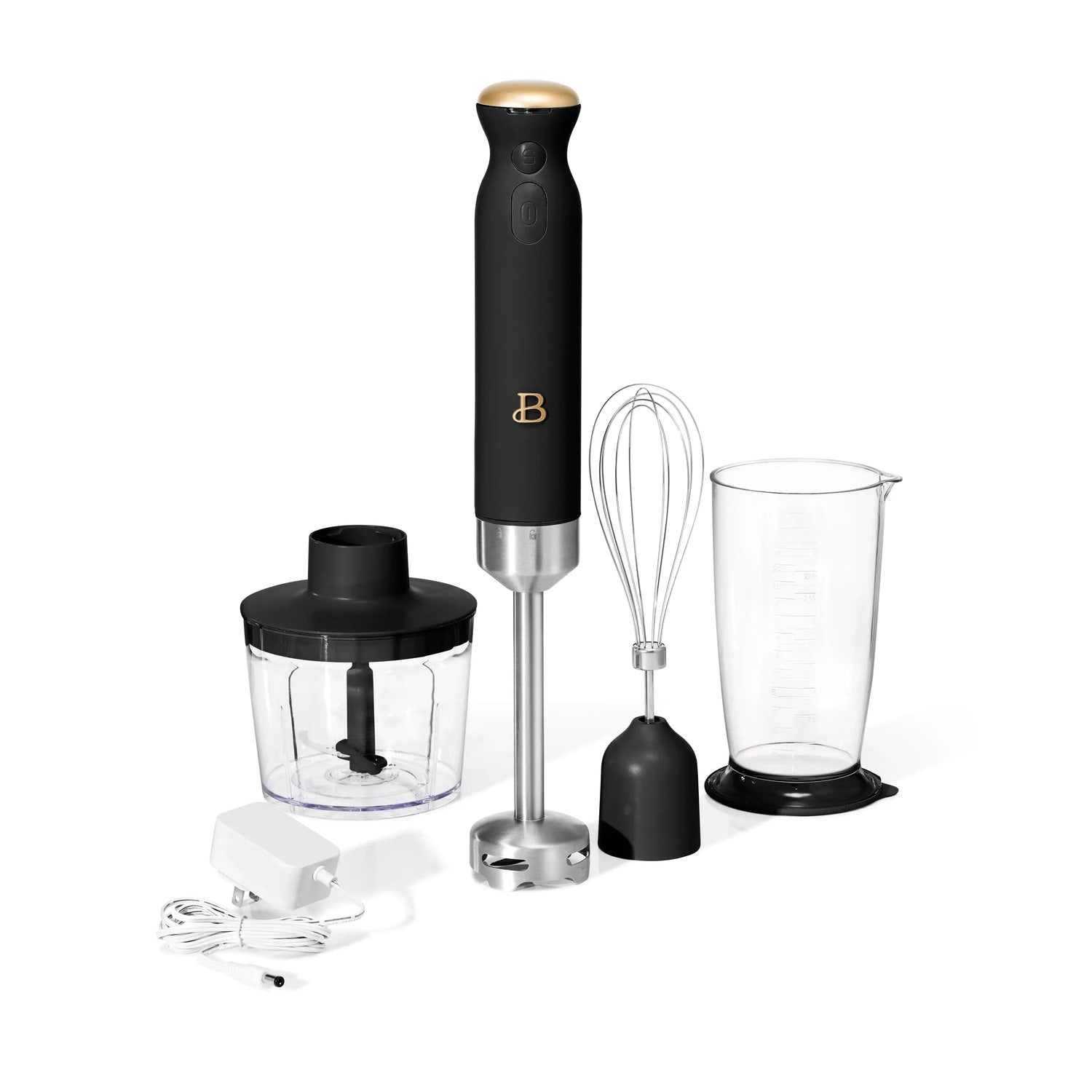 Cordless Immersion Blender with Chopper, Whisk &amp; Measuring Cup