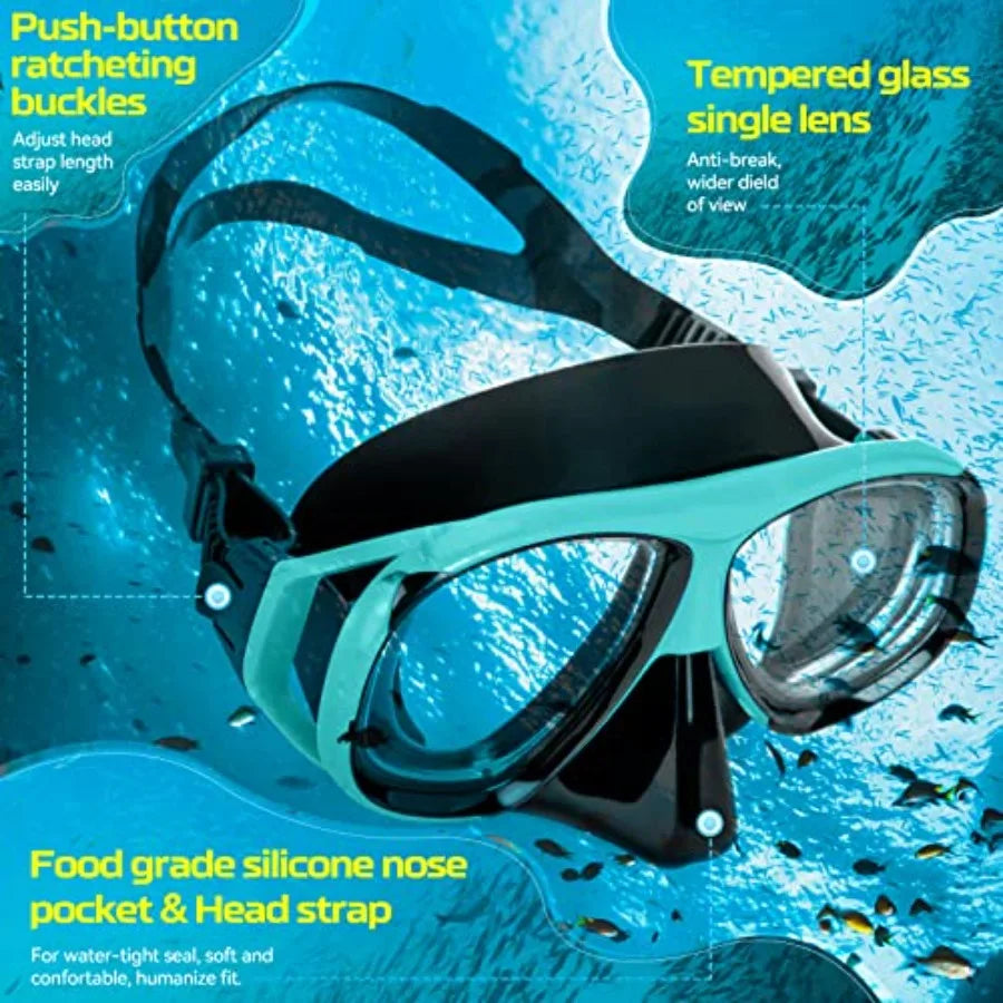 Nearsighted Anti-Fog Snorkel Gear Set with Dry-Stop Valve