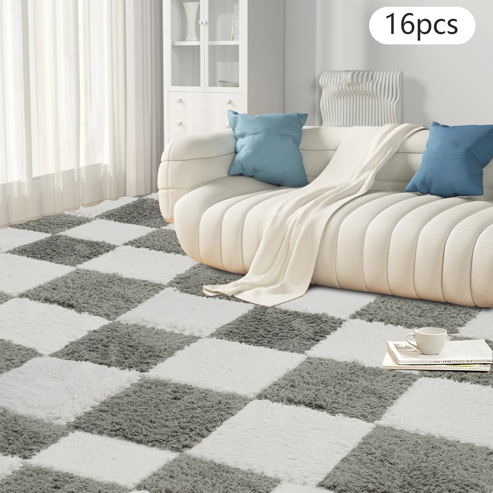 Gray and White Rug Squares