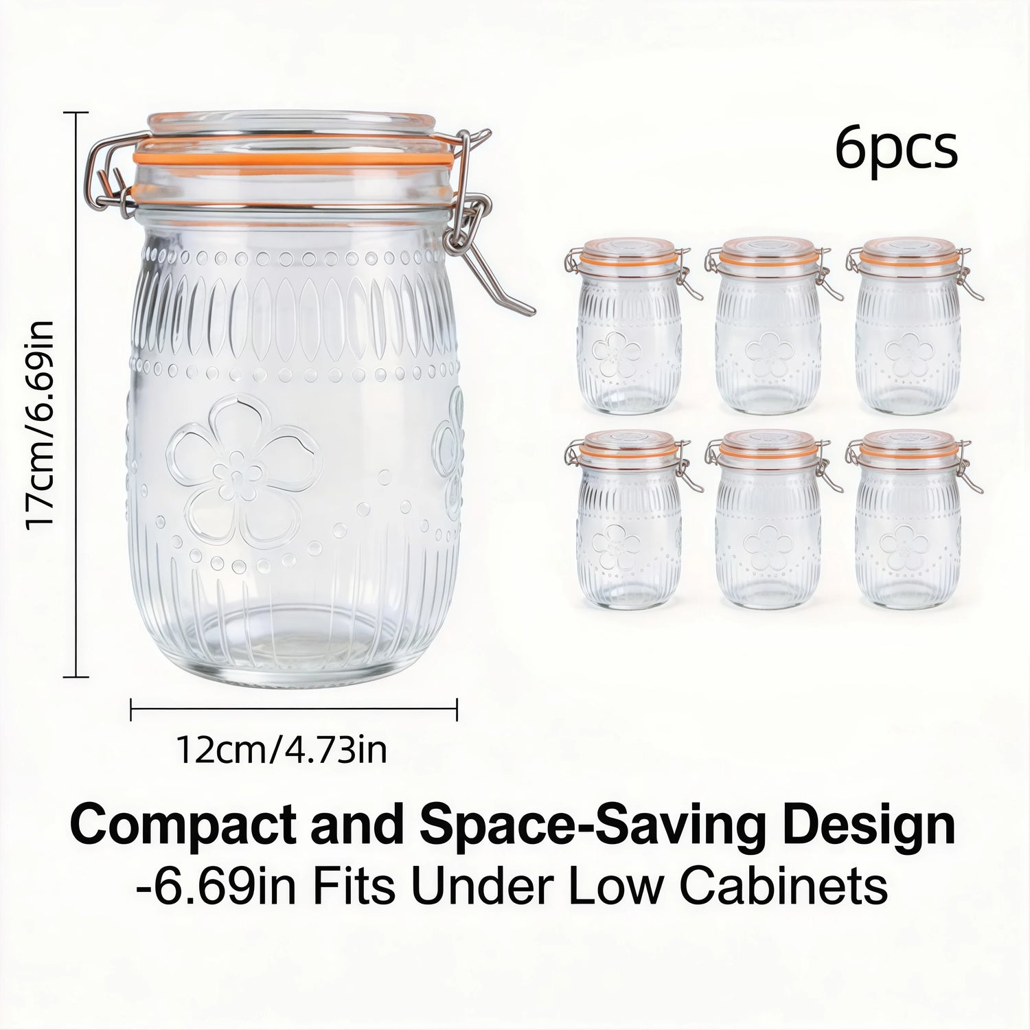 3 Pack or 6 Pack of 32 Ounce Vintage-Inspired Wide Mouth Airtight Mason Jars