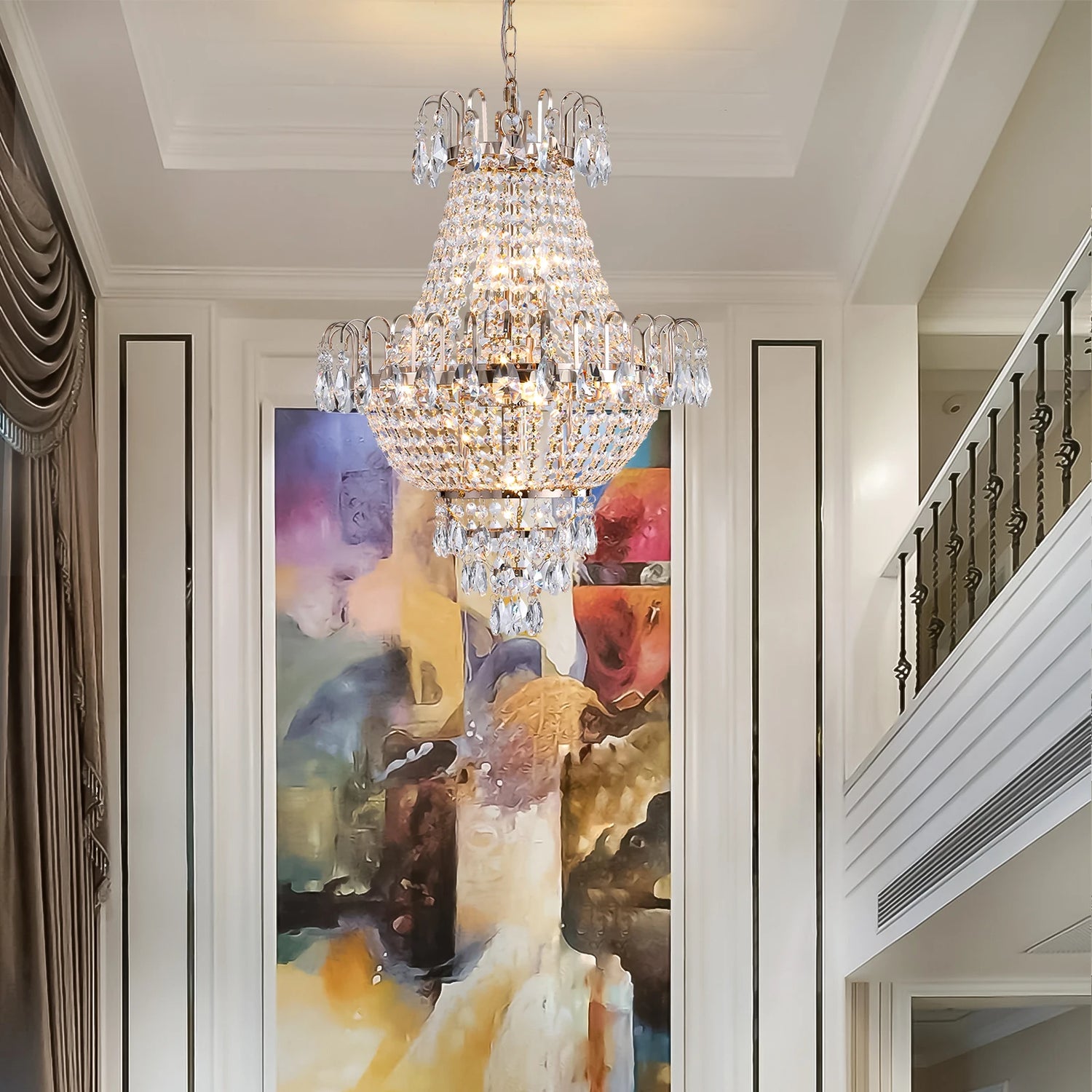 ARLGSITE Luxury Gold Crystal Chandelier