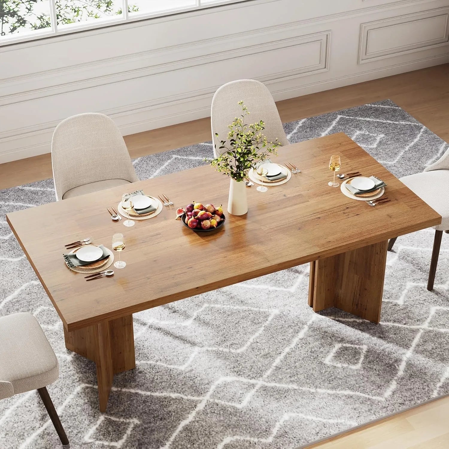 63-inch Farmhouse Style Dining Table Seats 4-6