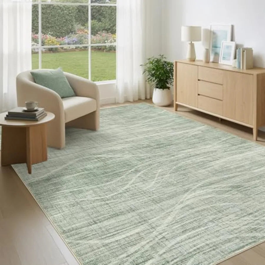 5x8 Modern Washable Sage Green Area Rug