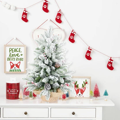 3 Foot Pre-Decorated Flocked Desktop Christmas Tree